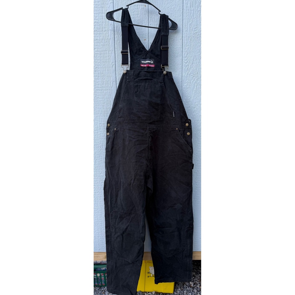 Wolverine Mens Black Duck Canvas Bib Work Overalls XXL 32L Reinforced Knee